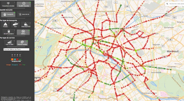 Connectivité dans le métro parisien d'après une étude ARCEP