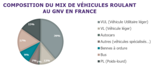 Composition du mix de véhicules roulant au GNV en France